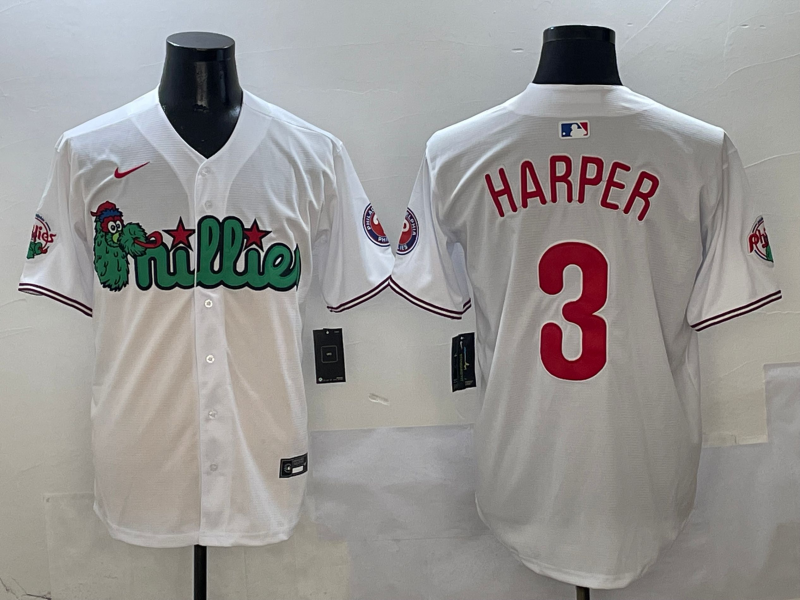 Men's Philadelphia Phillies Bryce Harper #3 White Jersey